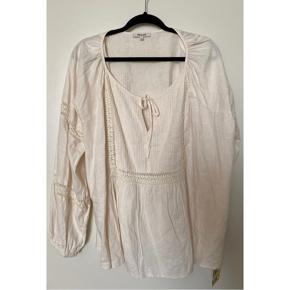 ✨SOLD✨ Madewell Plus Linen-Blend Pintuck Peasant Top, 2X - Picture 5 of 8